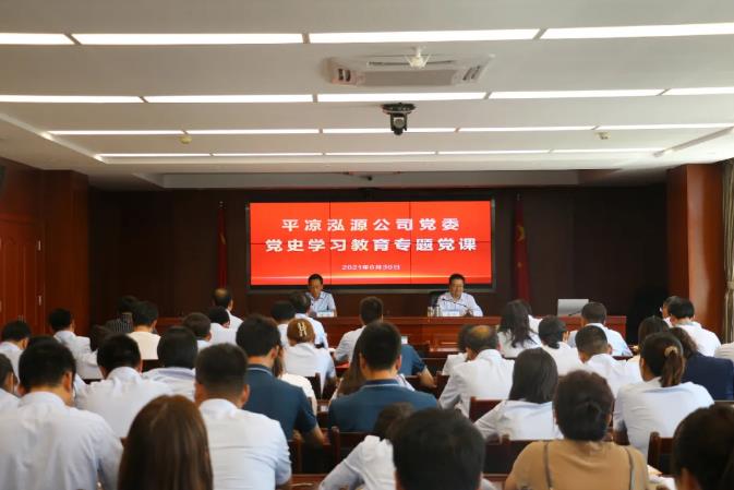 市政府國資委黨委委員、副主任邊疆到泓源公司講黨課(圖1)